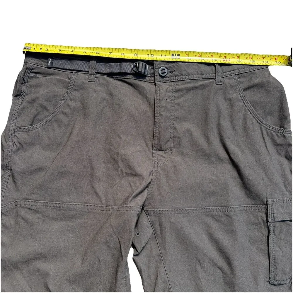 Prana Standard Fit Stretch Zion II Shorts Men’s 38 Webbing Belt Zip Pocket Tech